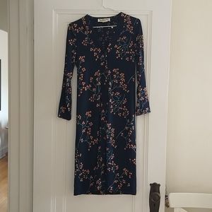 Diane von Furstenberg Navy Floral Wrap Dress